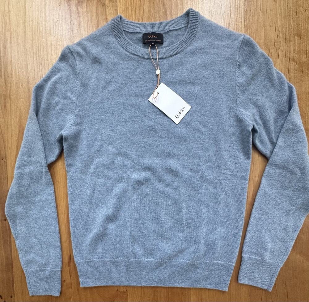 New Quince Mongolian Cashmere Crewneck Sweater Blue Size XS NWT